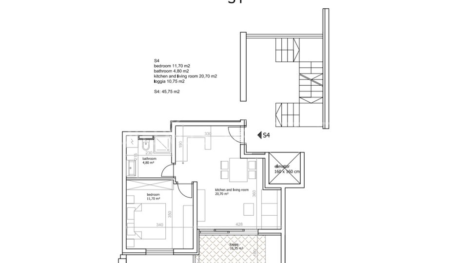 Apartment, 44 m2, For Sale, Seget Vranjica