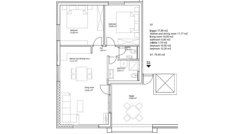 Apartment, 77 m2, For Sale, Seget Vranjica