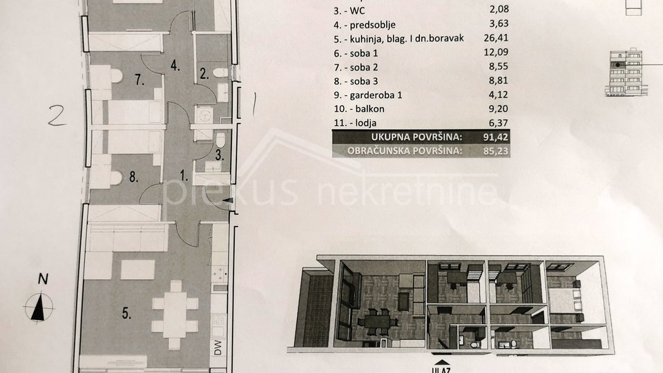 Trosoban stan: Trogir - okolica, Seget Donji, 91 m2