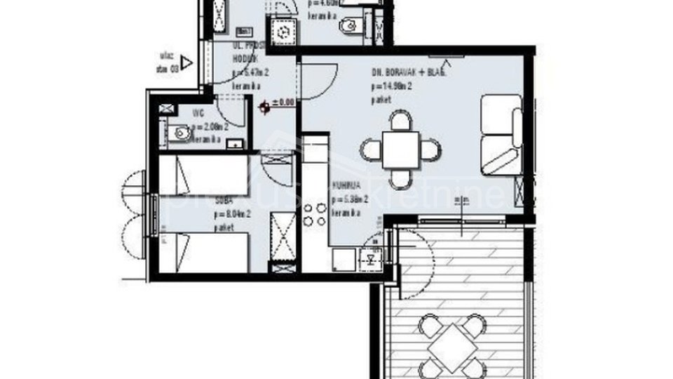 Dvosoban Stan - apartman: Seget Donji, 64 m2