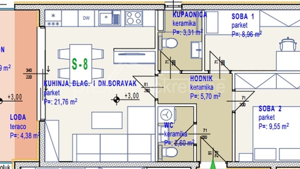 Dvosoban stan - apartman: Seget Donji, 64 m2