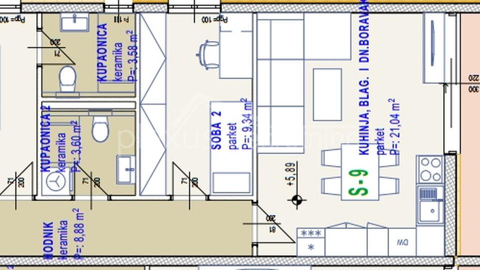 Dvosoban stan - apartman: Seget Donji, 71 m2