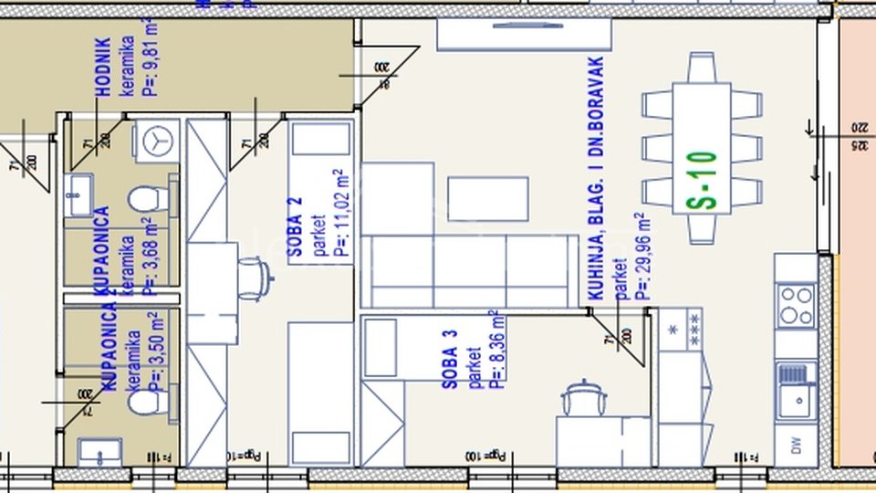 Trosoban stan - apartman: Seget Donji, 95 m2