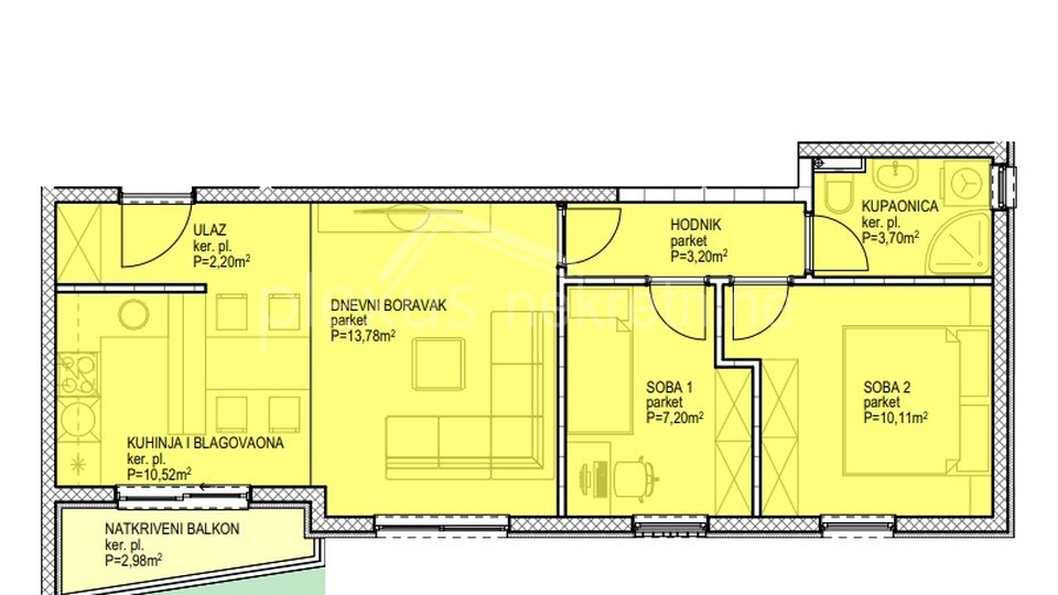 Dvosoban stan - NOVOGRADNJA: Split, Sirobuja, 60 m2